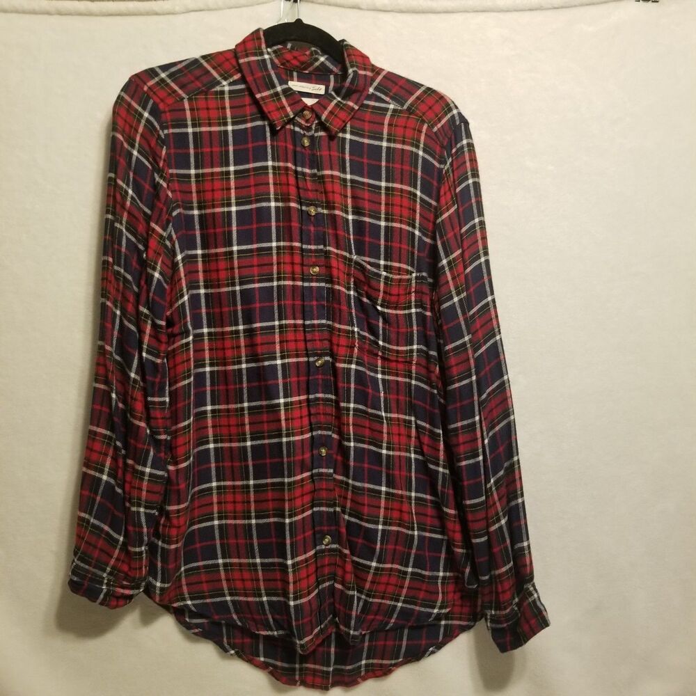 American Eagle Medium Top Flannel Ahh-mazingly Soft Boyfriend Fit Grunge 90s Y2K